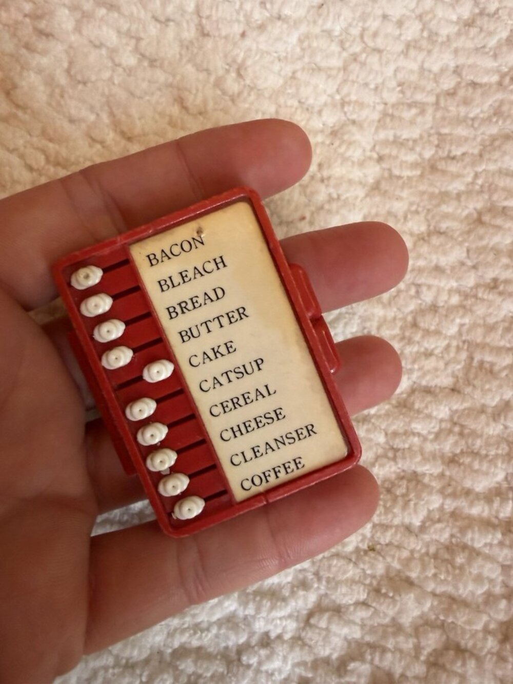 VTG 1950's - 1960's Pocket/Purse Mini Sliding Tab Plastic Grocery Shopping List